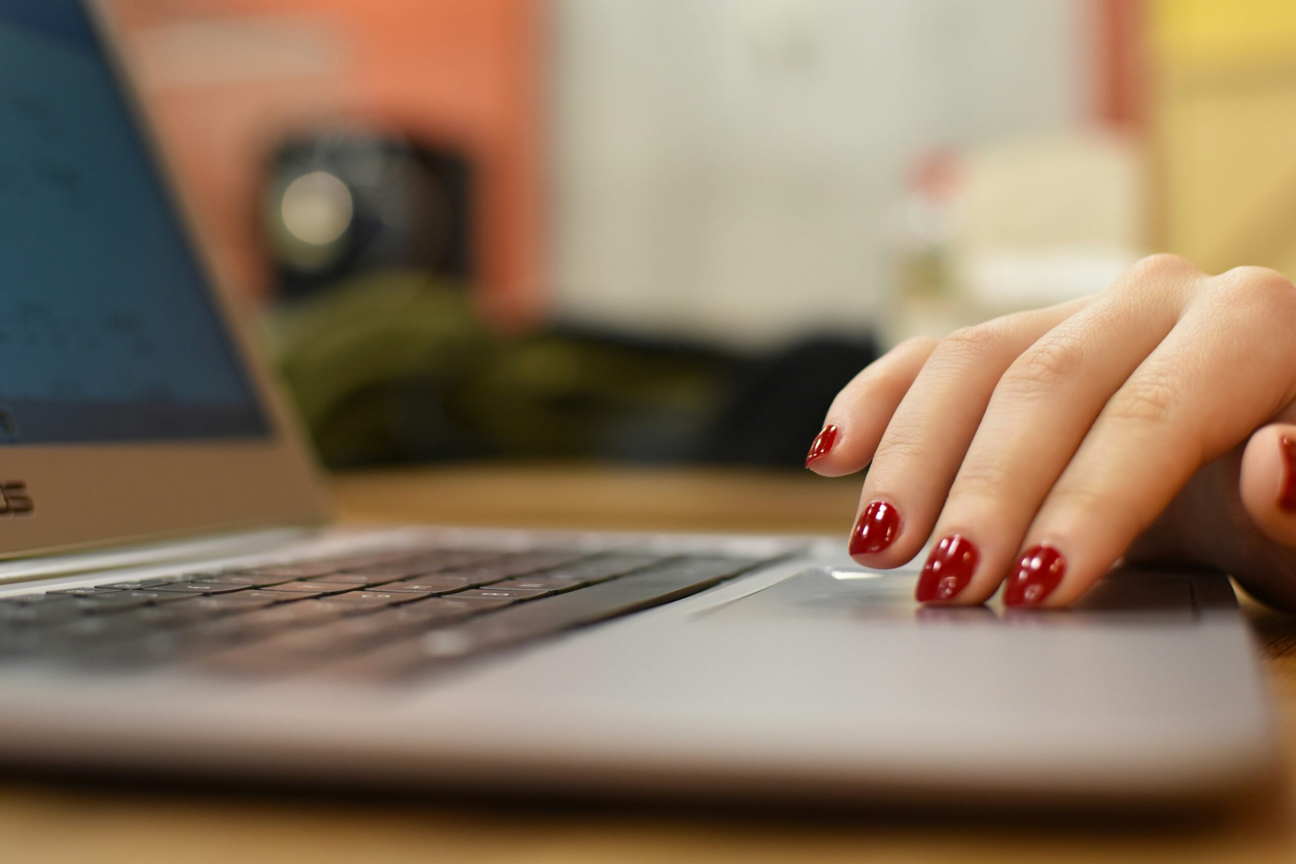 woman searching on laptop